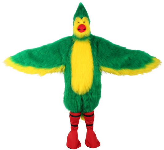 Green+Yellow Furry Cardinal Mascot Costume