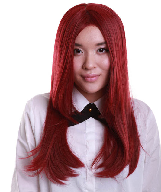 Wine Red  Long Middle-Parted Wig