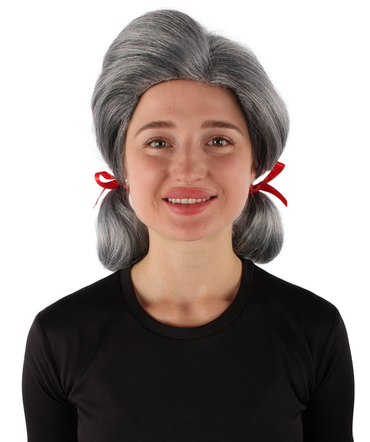 Grey Black Sitcom Pigtail Wig