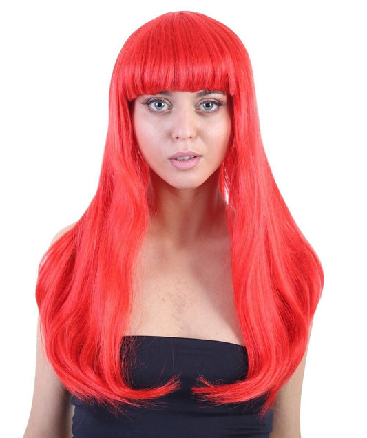 Red Party Girl Blonde Wig with Bangs