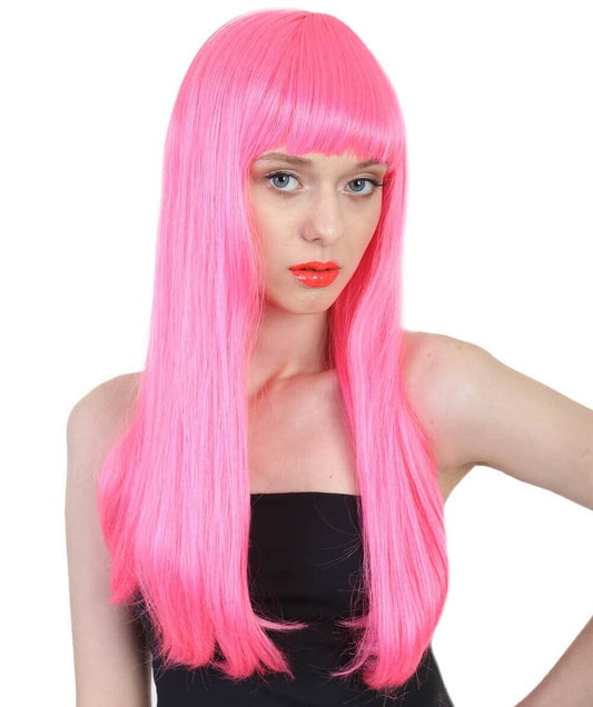 Pink  Party Girl Blonde Wig with Bangs