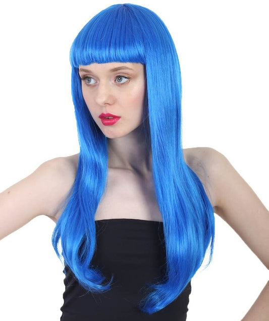 Blue Party Girl Blonde Wig with Bangs