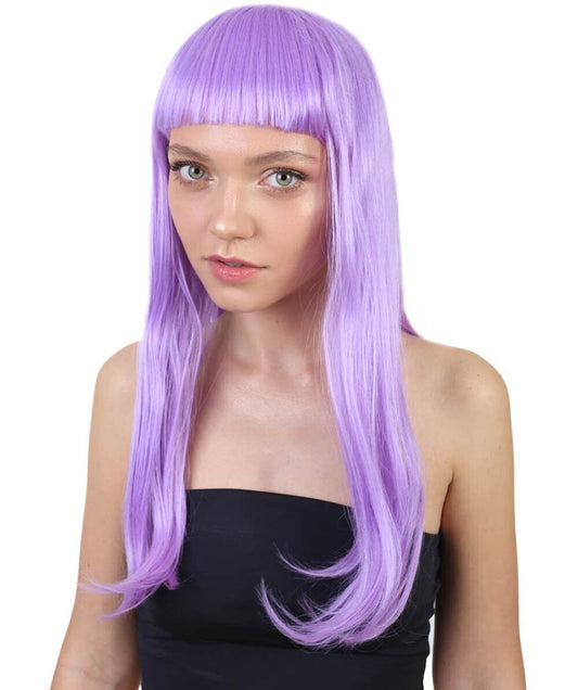Purple Party Girl Blonde Wig with Bangs
