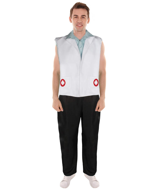 Men's White Doctor & Nurse Costume | Black & White Fancy Costume