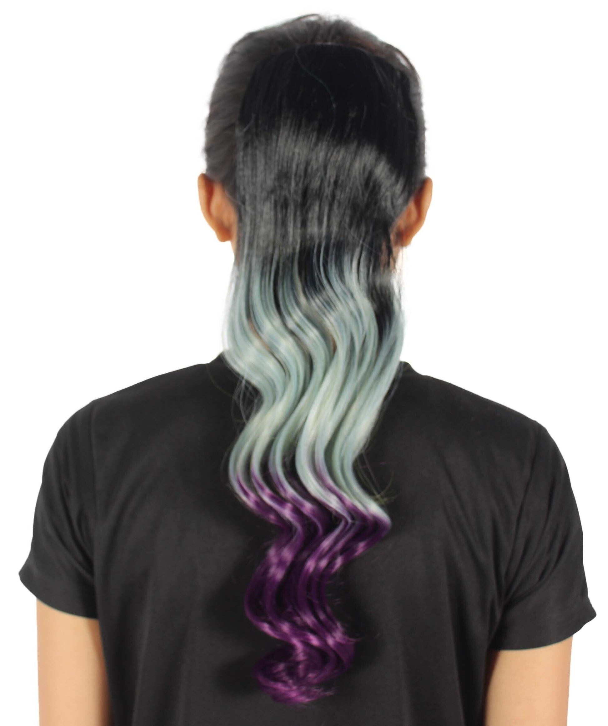 multi-color wavy ombre ponytail