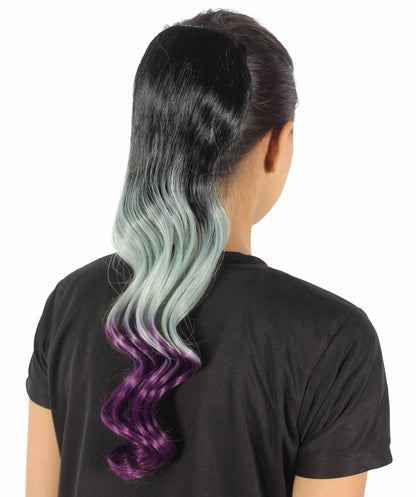 multi-color wavy ombre ponytail