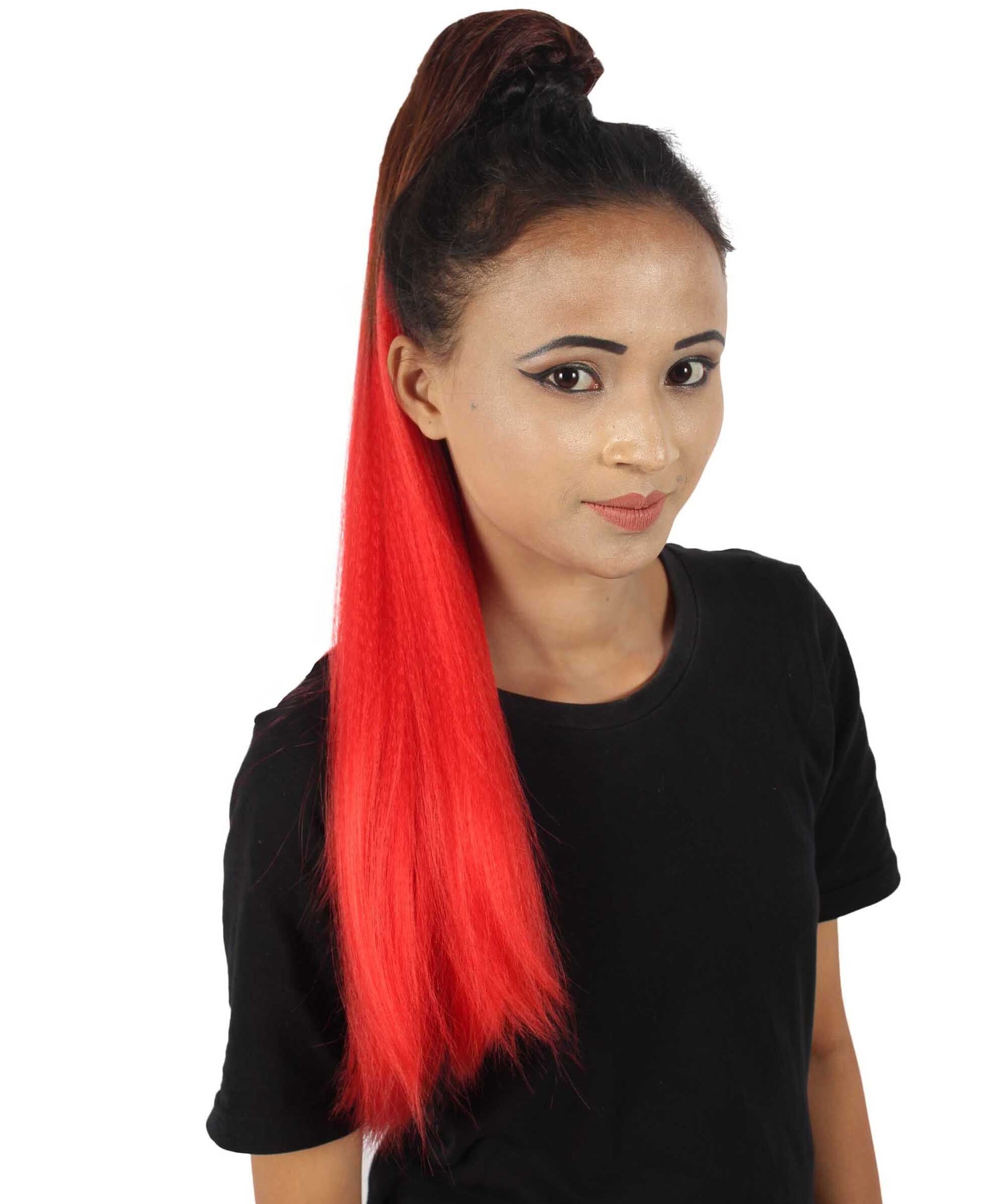 Brown & Red Vibrant Ponytail Extension