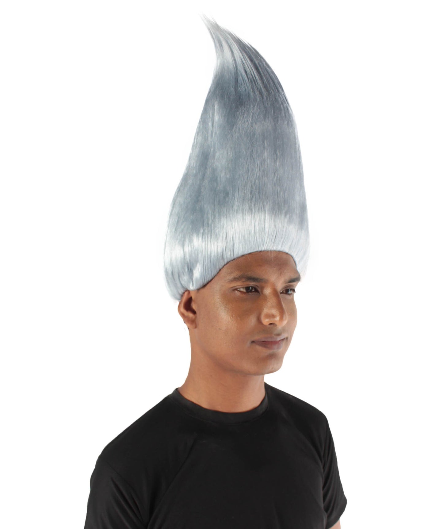 Men's Long Length Animated Silver Grey Party Diamond Troll Wig, Synthetic Soft Fiber hair, Perfect for your next Halloween Party and Group Anime Convention