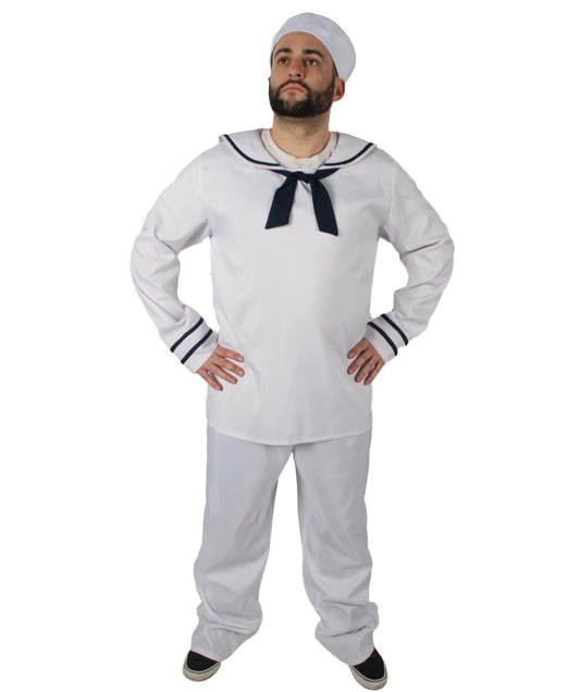 Men's White and Black Sailor Man Costume Bundle
