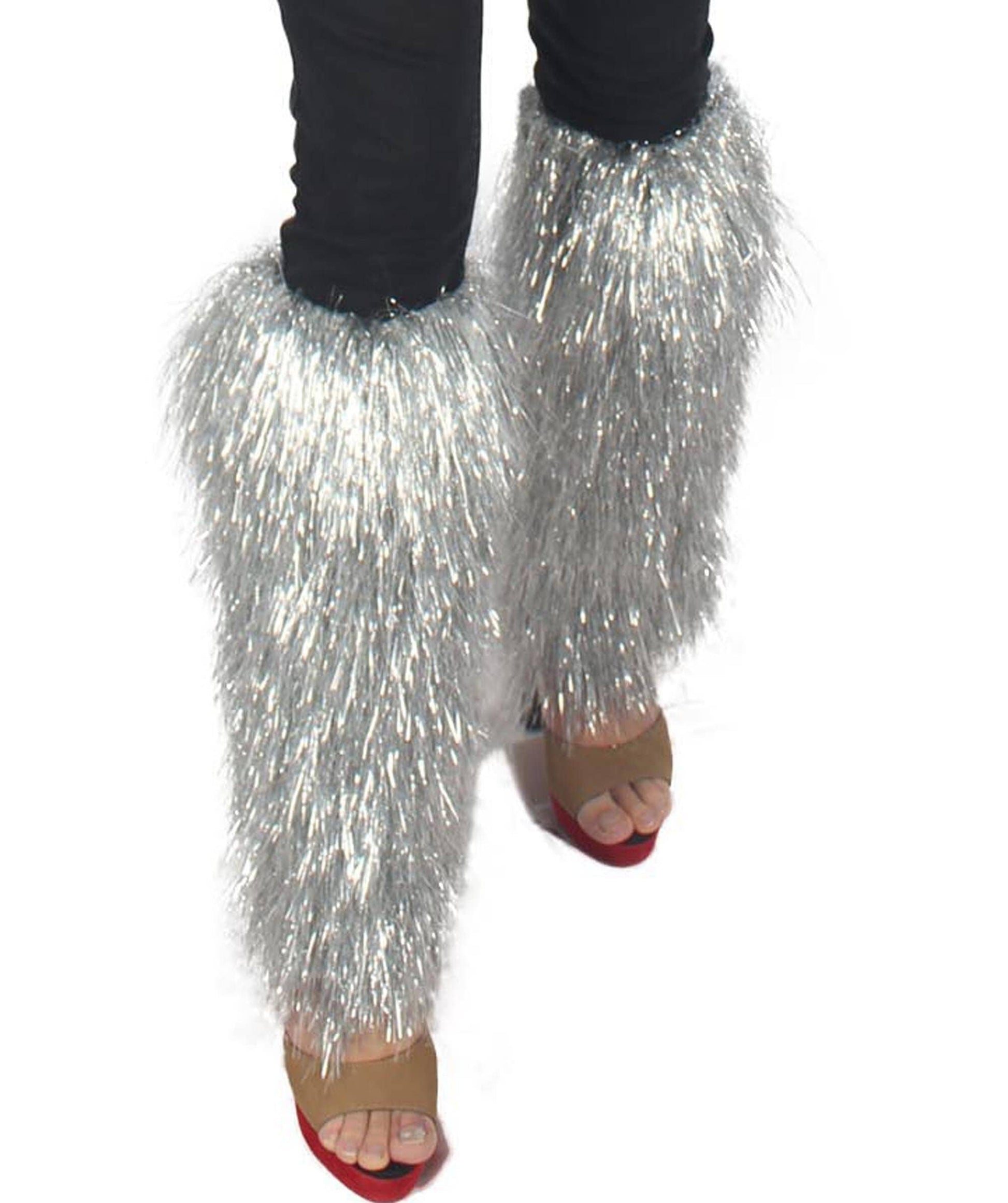 Unisex Festival Short Silver Tinsel Leg Warmers