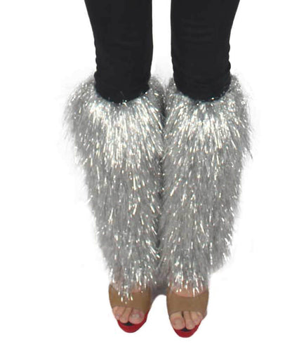 Unisex Festival Short Silver Tinsel Leg Warmers