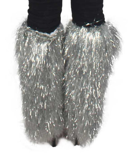 Unisex Festival Short Silver Tinsel Leg Warmers