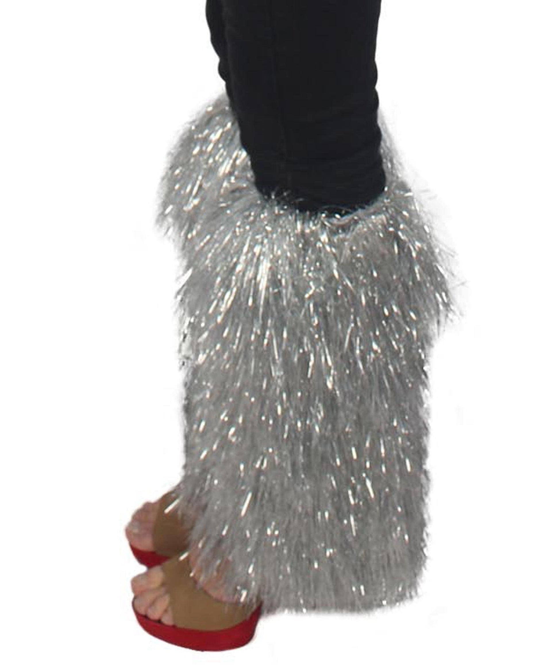 Unisex Festival Short Silver Tinsel Leg Warmers