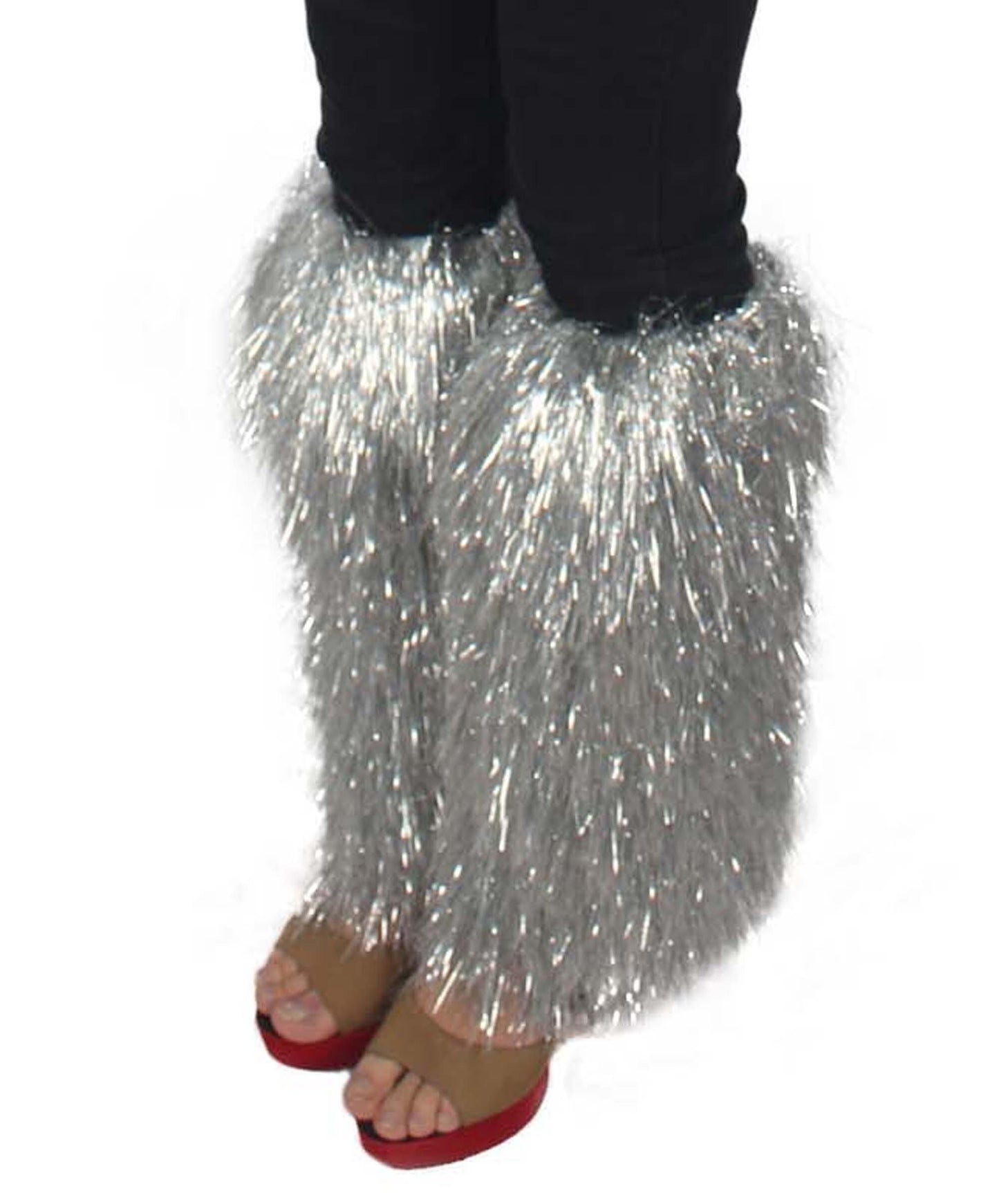 Unisex Festival Short Silver Tinsel Leg Warmers