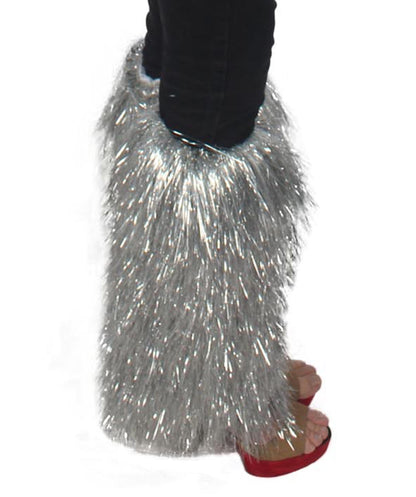 Unisex Festival Short Silver Tinsel Leg Warmers