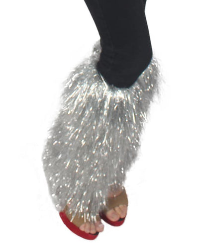 Unisex Festival Short Silver Tinsel Leg Warmers