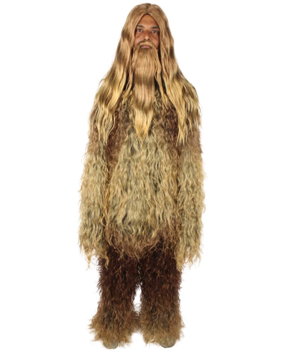 Brown Unisex Bigfoot Horror Wig with Mustache and Beard Bundle