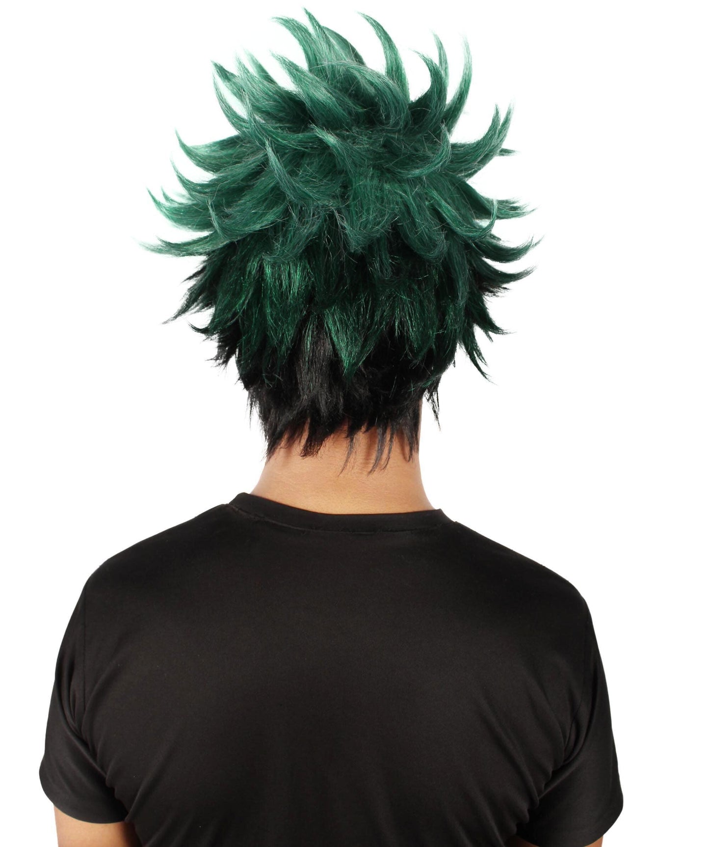 Men's Japanese Superhero Manga Dark-green Spiked Wig