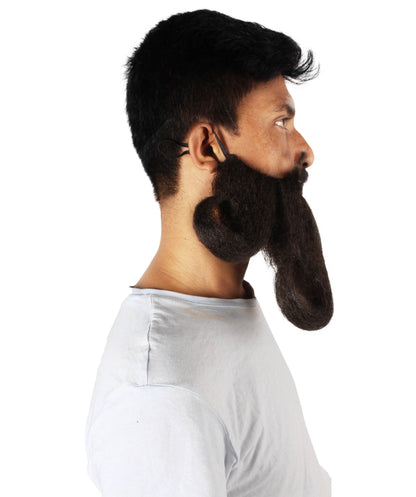 Men's Giant Black Twisted Wizard Champion Mustache and Beard Made with Synthetic Fiber | HPO