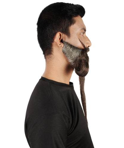 Men's Giant Grey & Brown TriCup Wizard Champion Mustache and Beard
