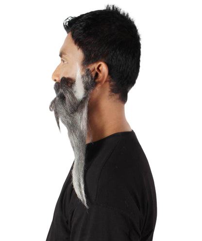 Men's Giant Black & Silver Twisted Pirate Champion Mustache and Beard