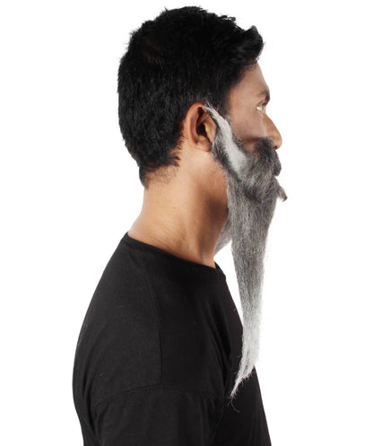 Men's Giant Black & Silver Twisted Pirate Champion Mustache and Beard
