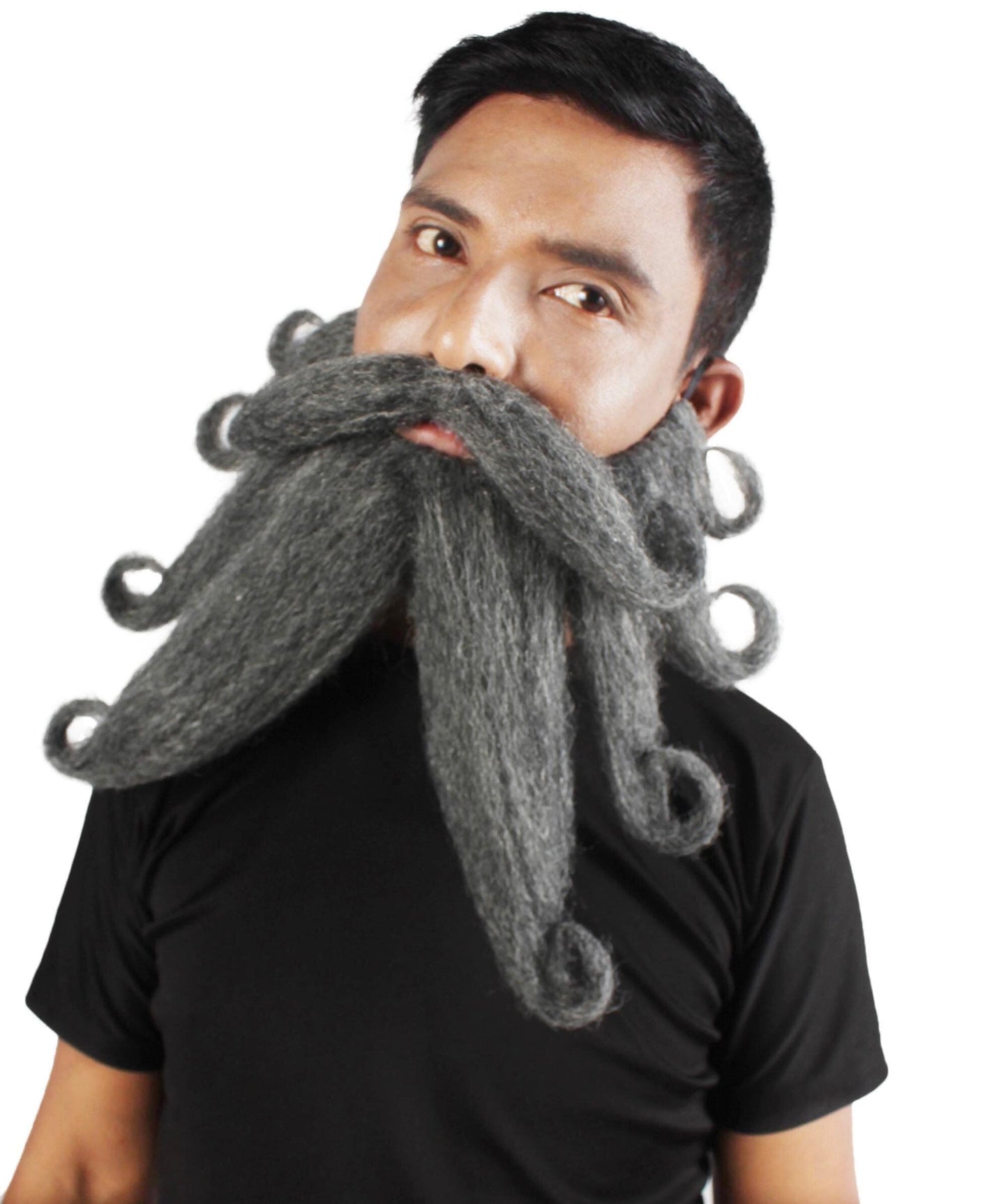 Men's Giant Ash Grey Pirates Davy Jones Mustache and Beard