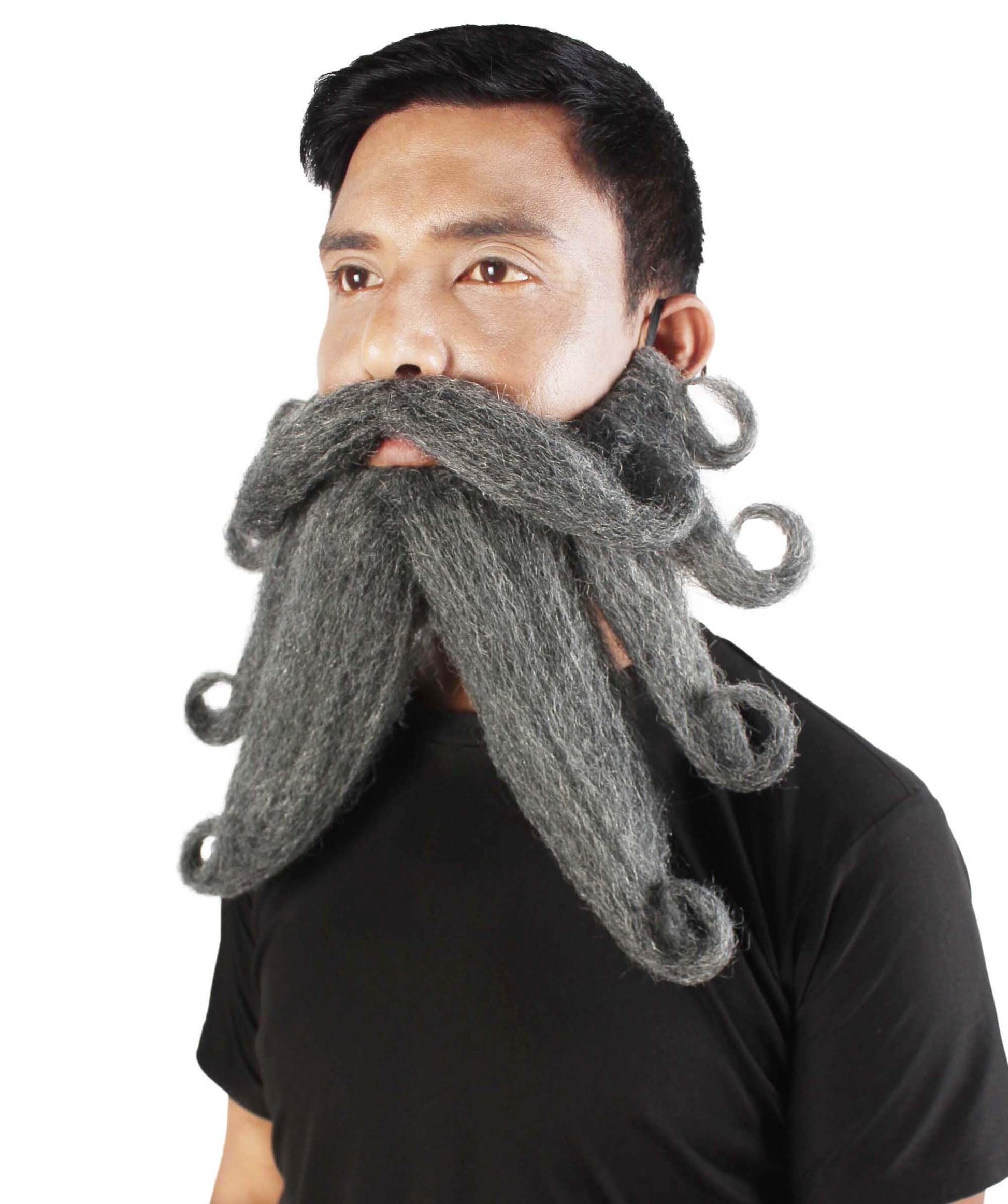 Men's Giant Ash Grey Pirates Davy Jones Mustache and Beard