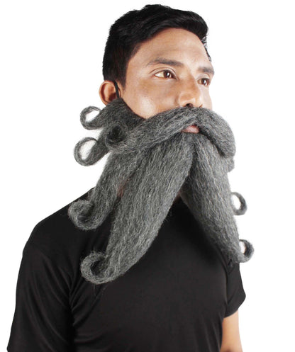 Men's Giant Ash Grey Pirates Davy Jones Mustache and Beard