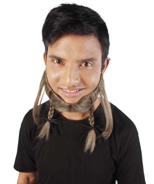 Men's Grey Braided Vikings Chin Curtain Beard