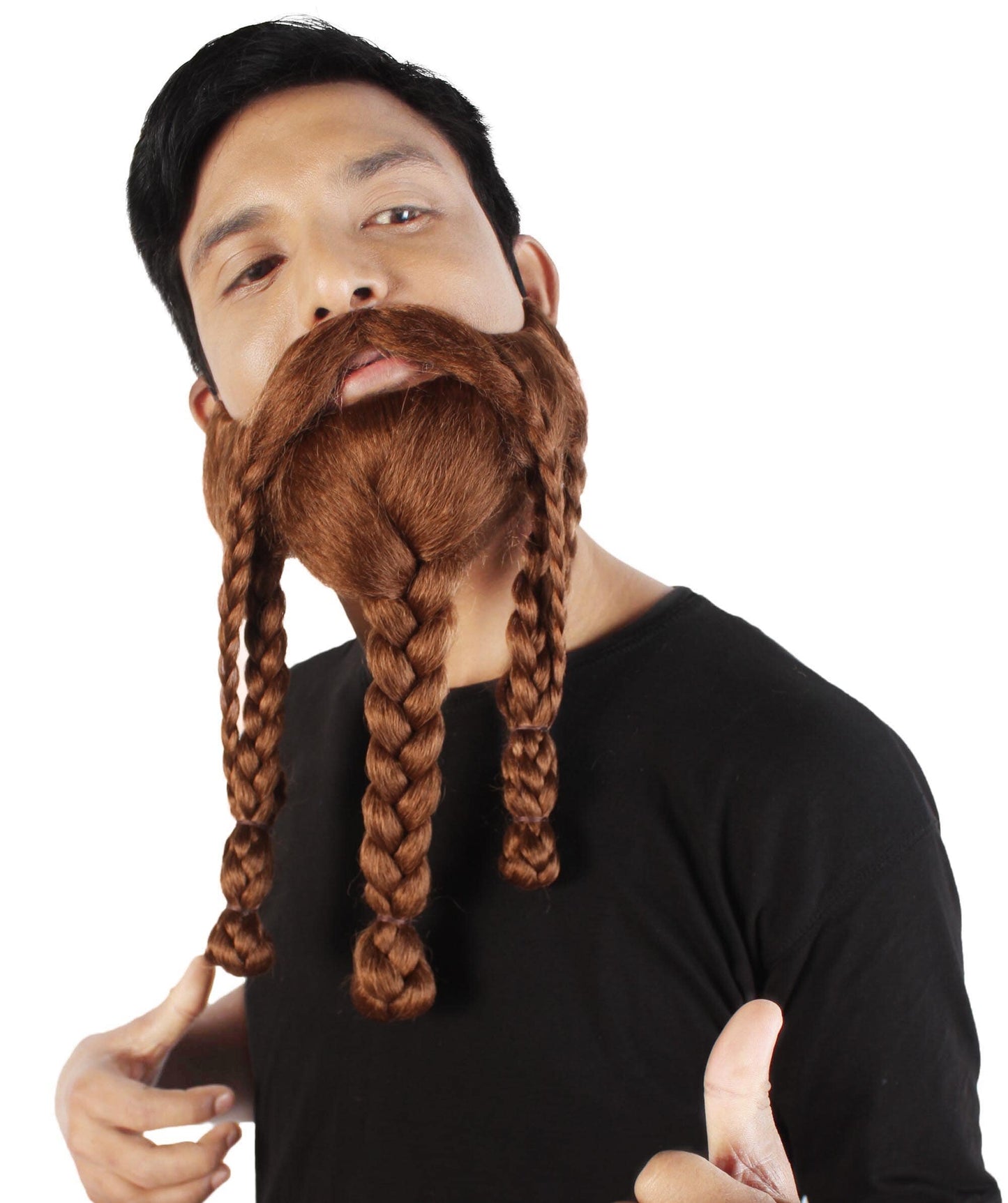 Men's Redish Brown Braided Viking Beard and Mustache