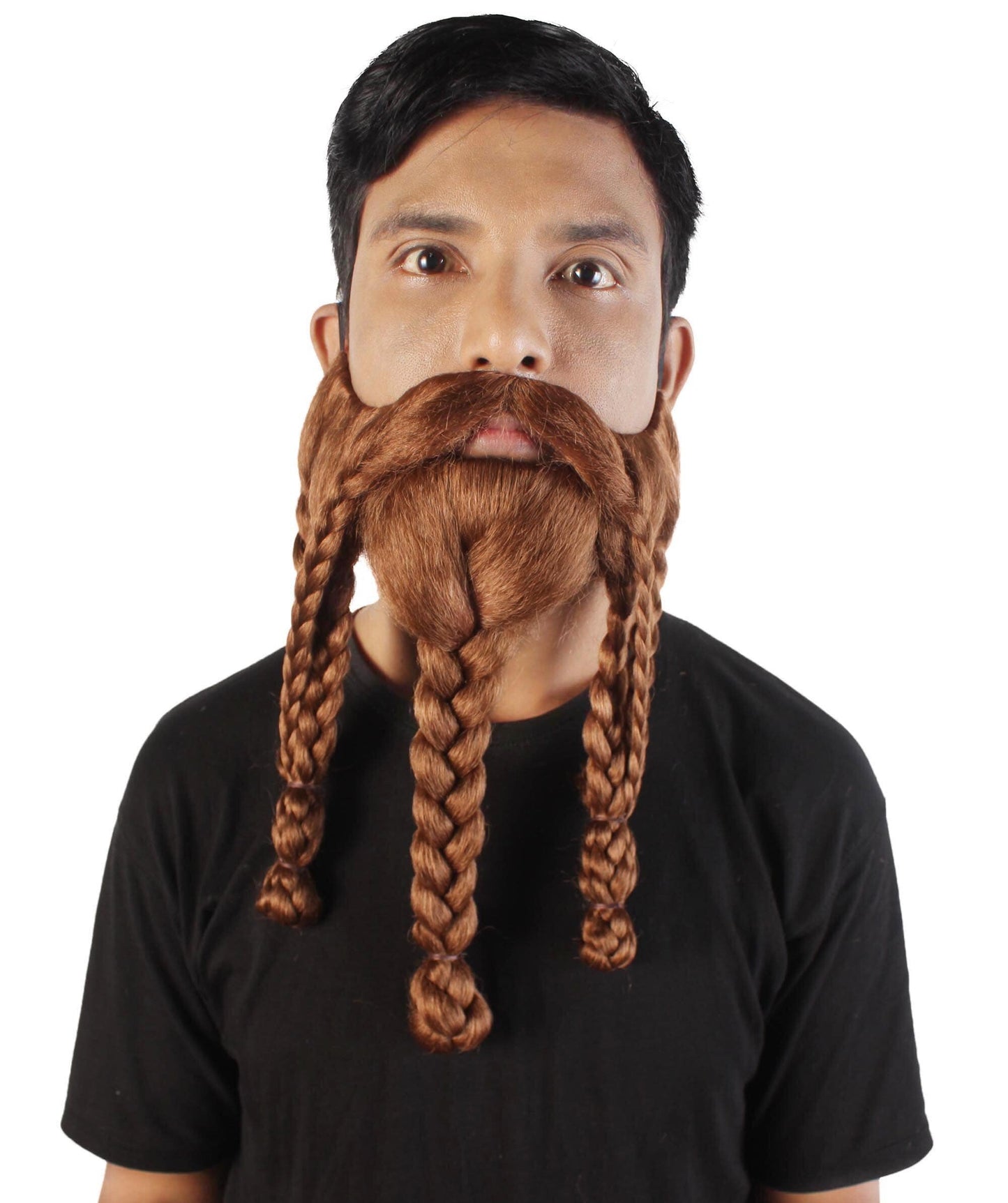 Men's Redish Brown Braided Viking Beard and Mustache