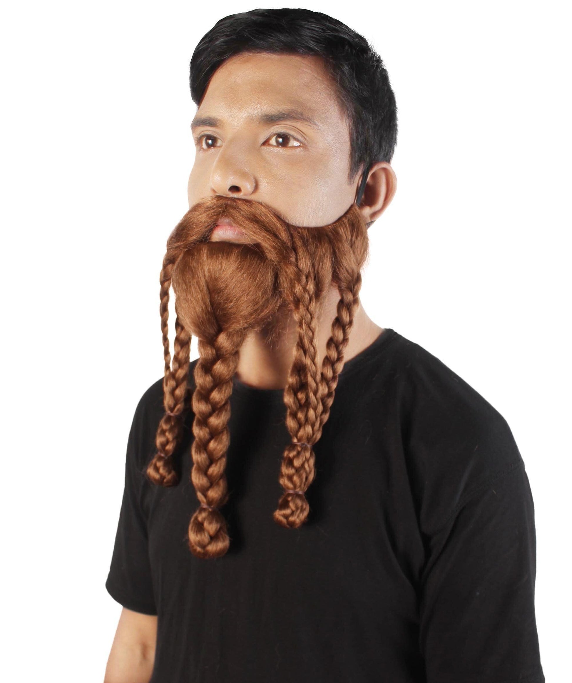 Men's Redish Brown Braided Viking Beard and Mustache