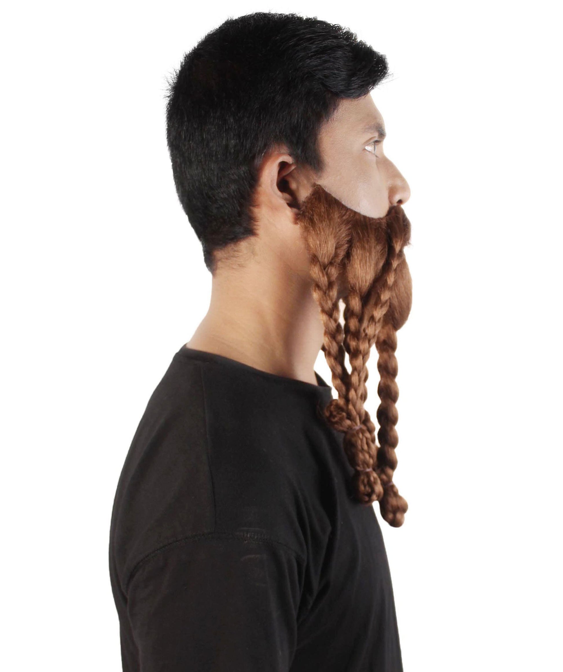 Men's Redish Brown Braided Viking Beard and Mustache