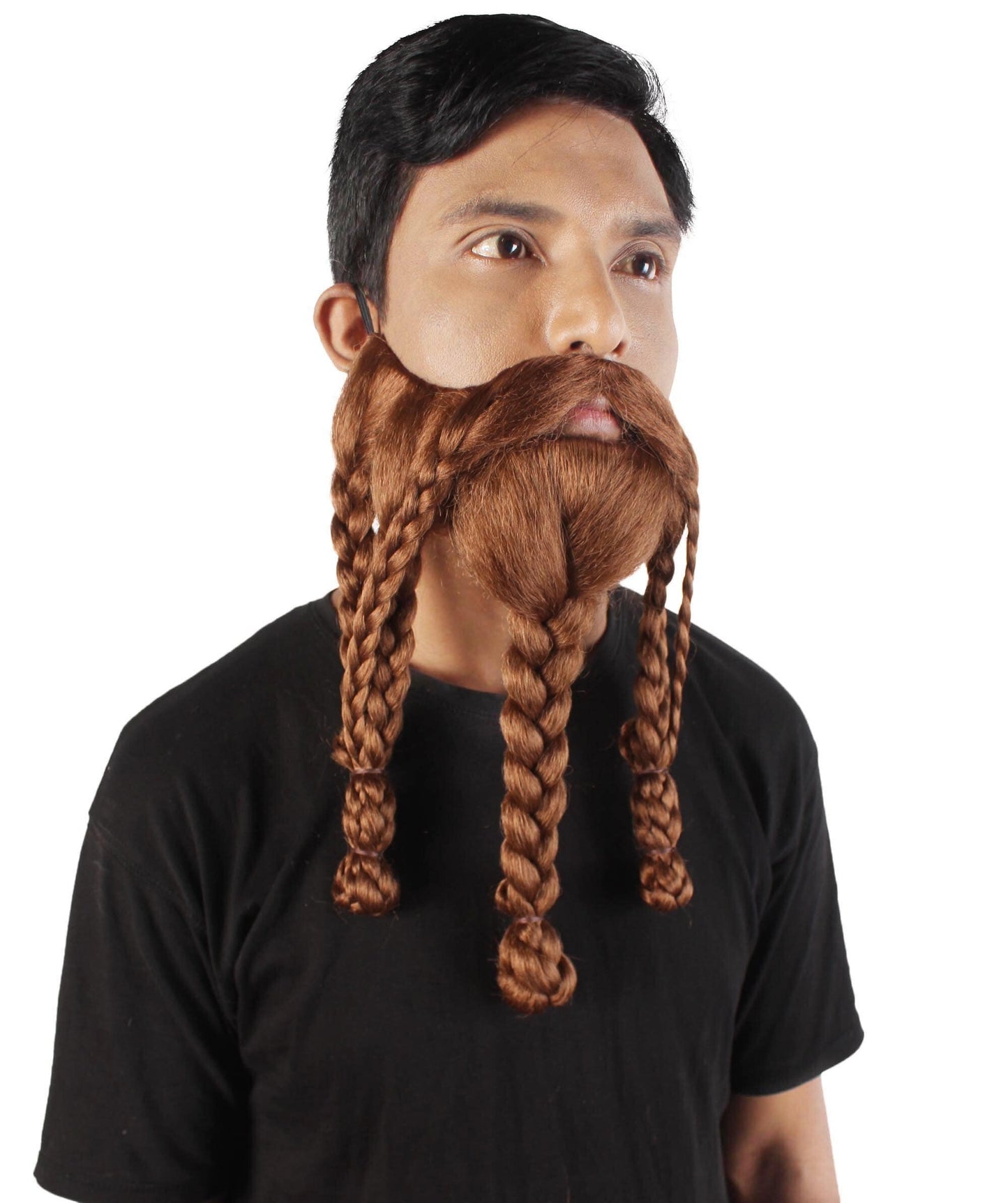 Men's Redish Brown Braided Viking Beard and Mustache