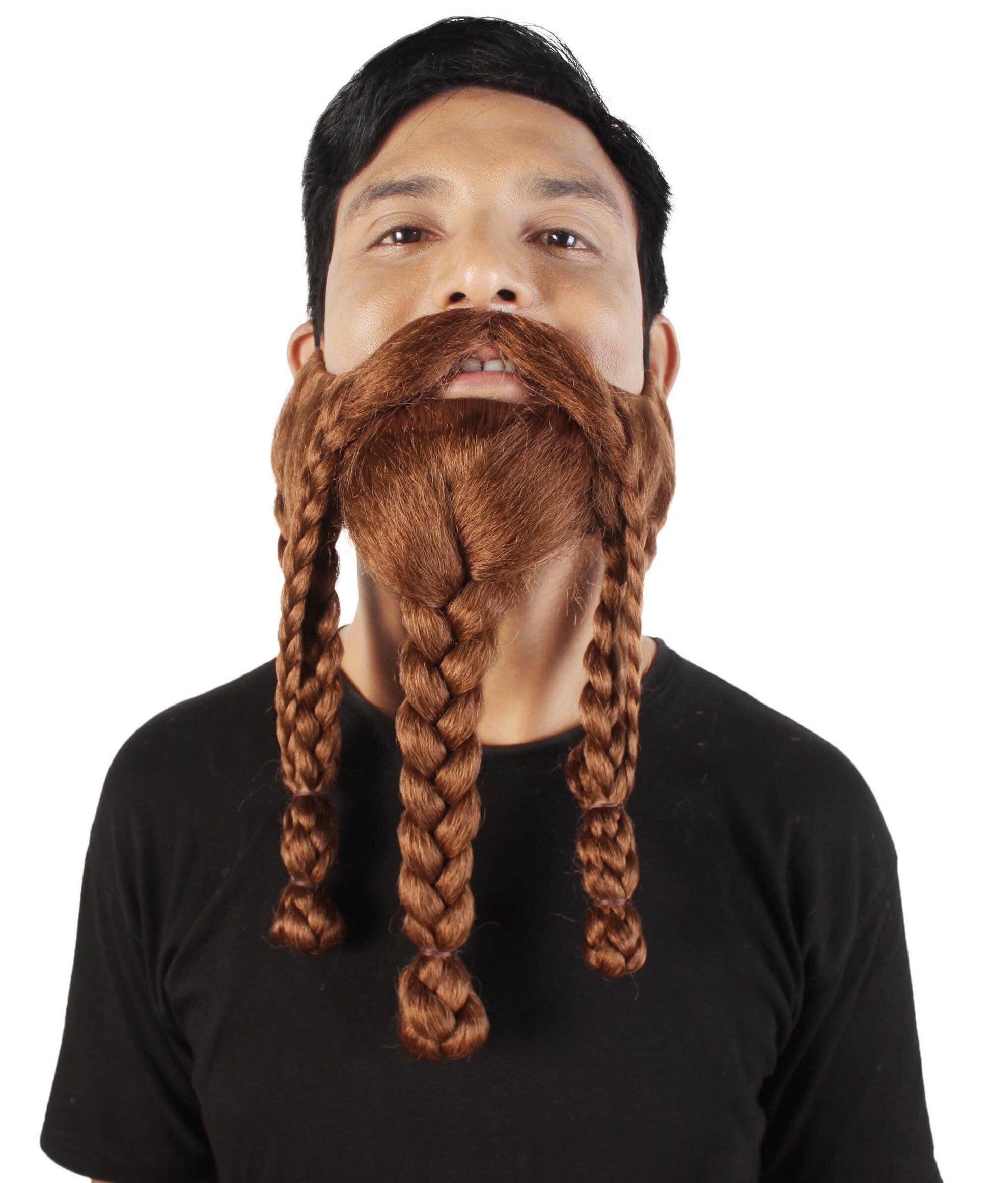 Men's Redish Brown Braided Viking Beard and Mustache