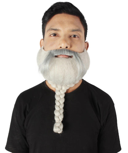 Men's Silver Braided Vikings Beard and Mustache