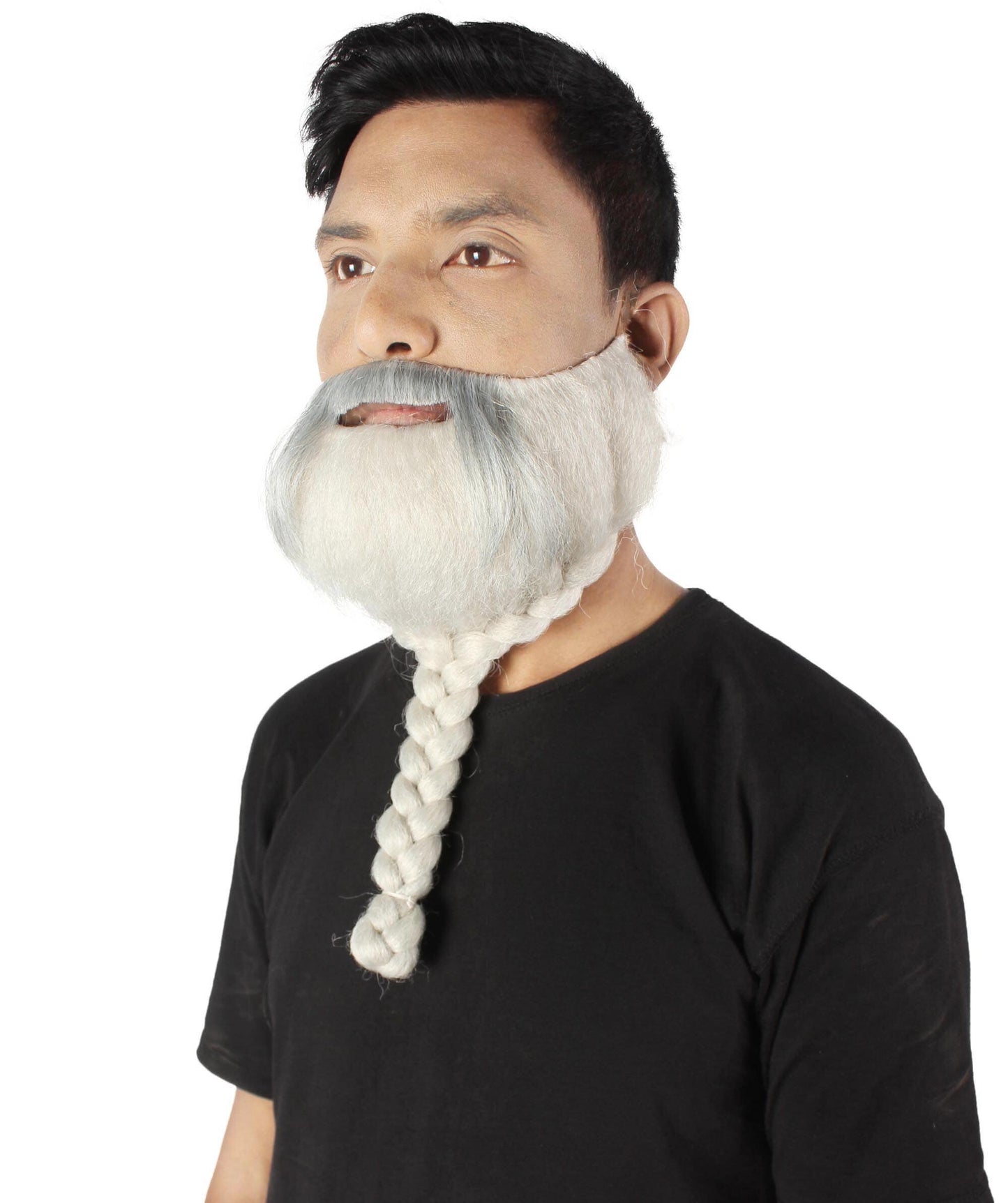 Men's Silver Braided Vikings Beard and Mustache