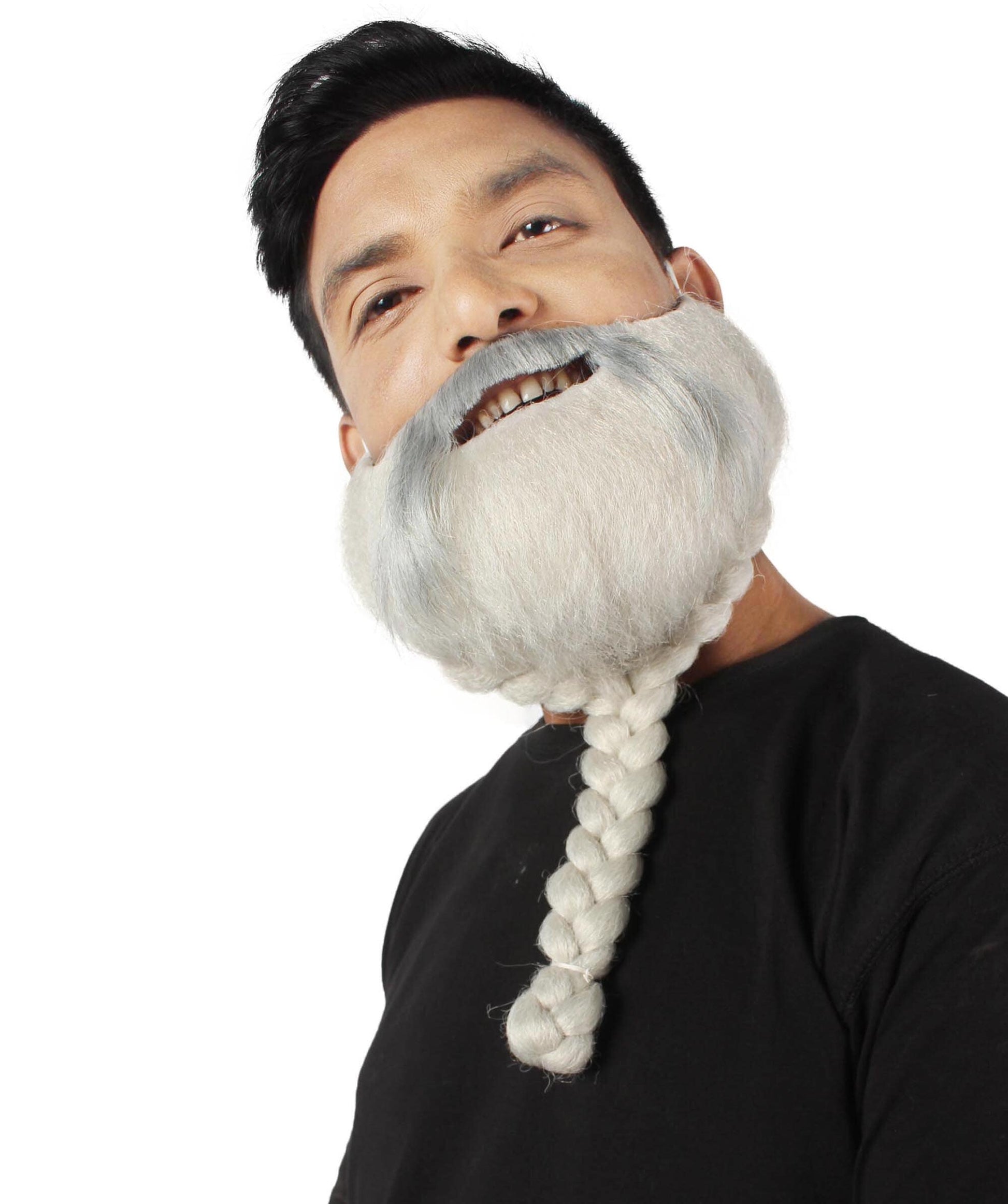 Men's Silver Braided Vikings Beard and Mustache