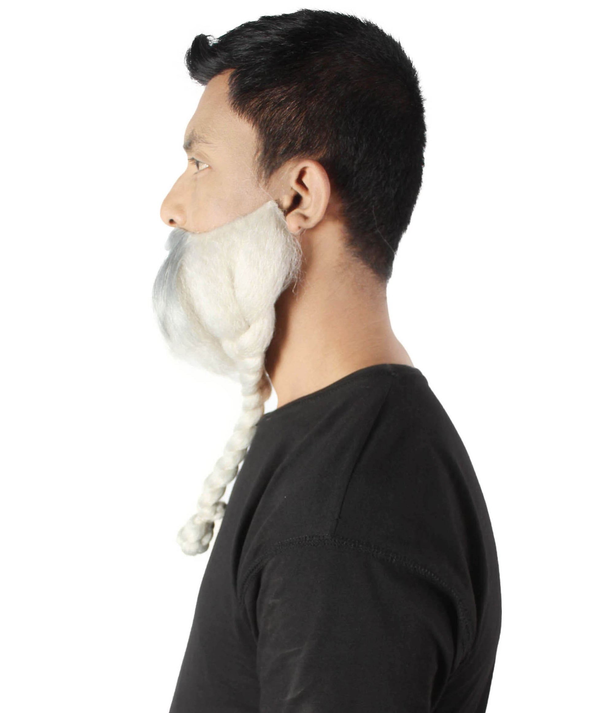 Men's Silver Braided Vikings Beard and Mustache