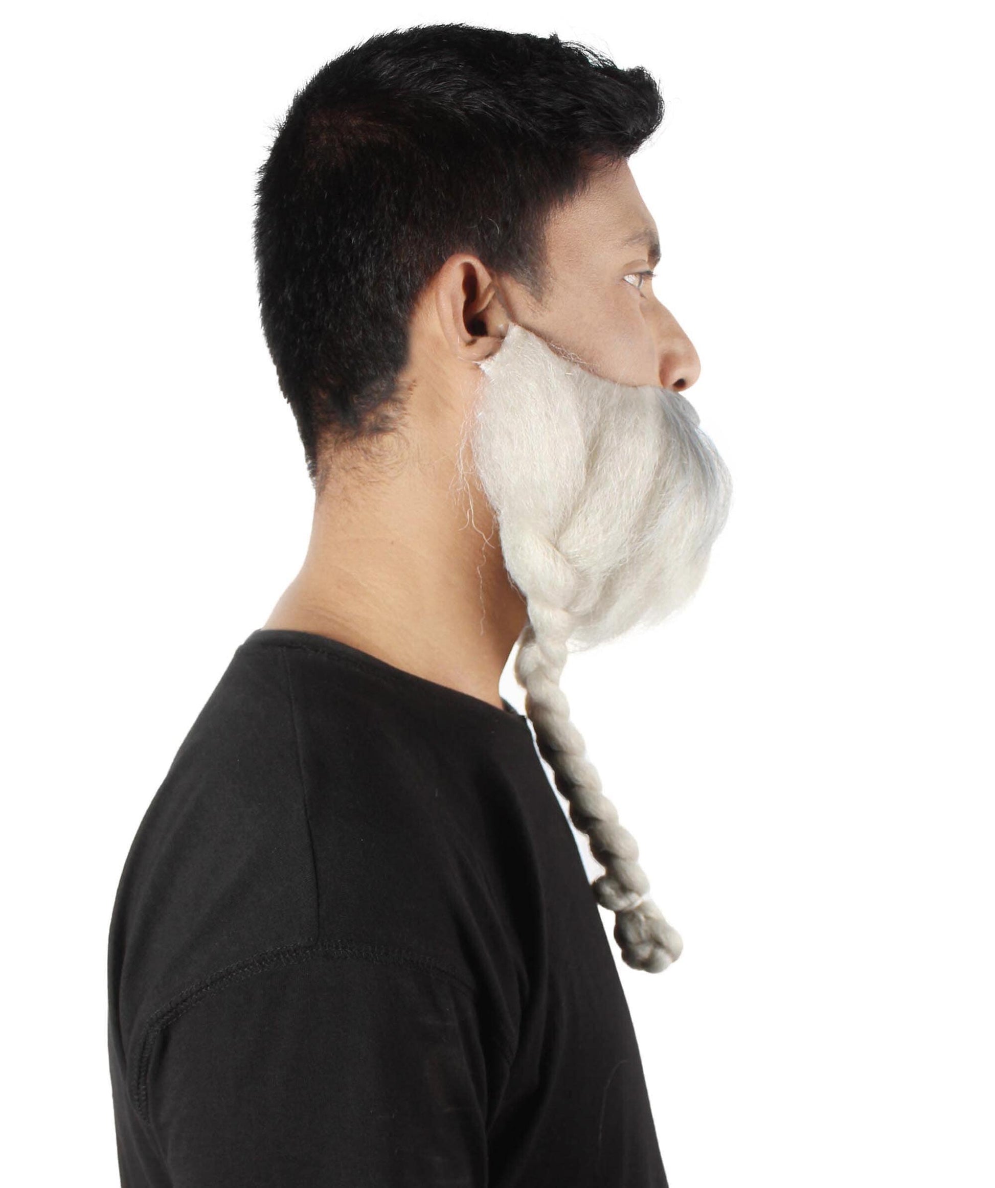 Men's Silver Braided Vikings Beard and Mustache