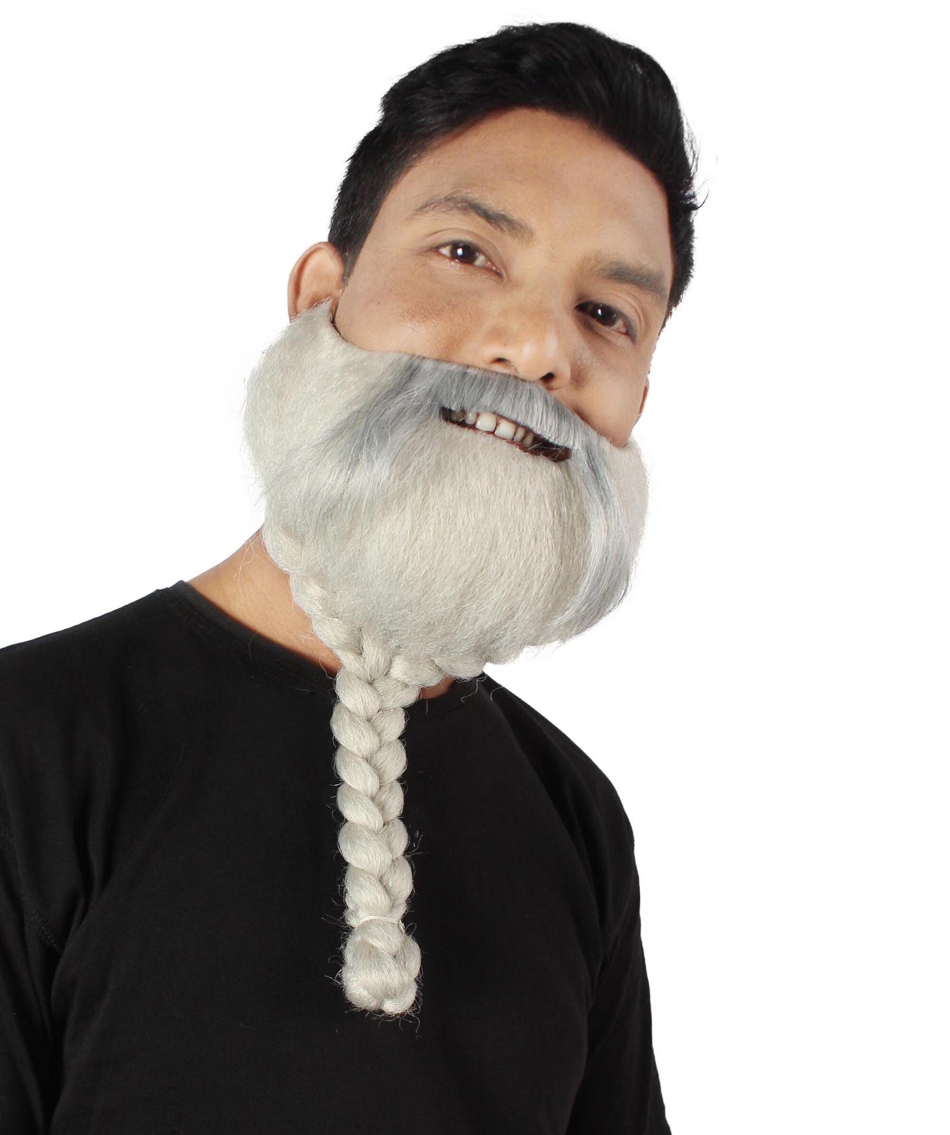 Men's Silver Braided Vikings Beard and Mustache
