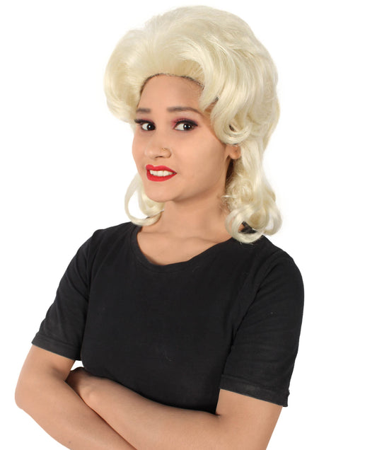  Women’s 60s Sitcom Green Farm Classic Wavy Blonde Wig