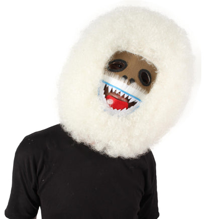 Unisex Abominable Snowman White Head Mask Wig