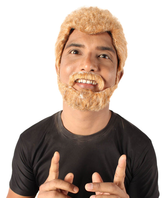 Men's Prince of Wales British Ginger Brown Wig and Beard Set