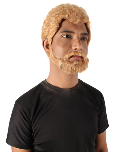 Men's Prince of Wales British Ginger Brown Wig and Beard Set