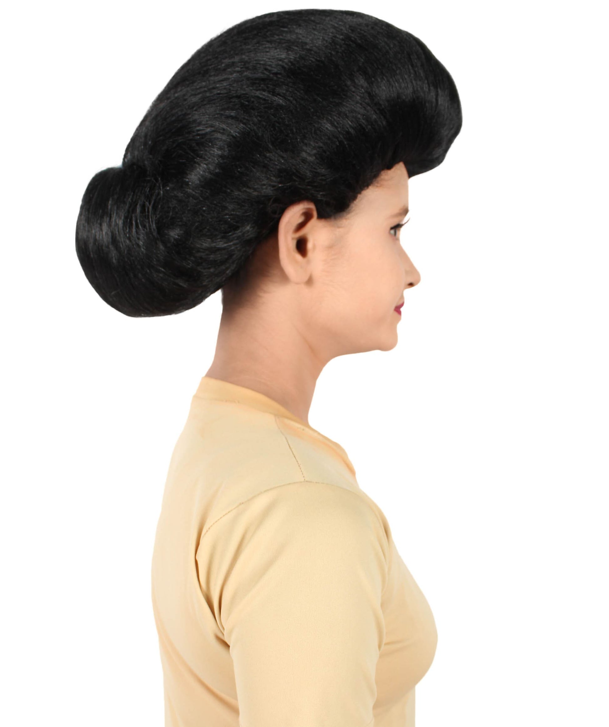  Unisex Drag Race Black Side Part Madam Updo Wig