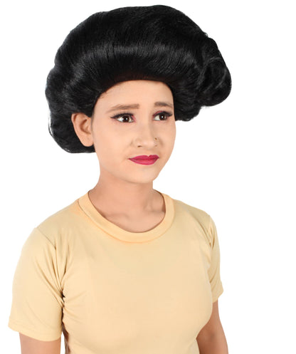  Unisex Drag Race Black Side Part Madam Updo Wig