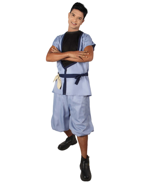 Men’s Japanese Animated Young Demon Yasha Turquoise Blue Costume