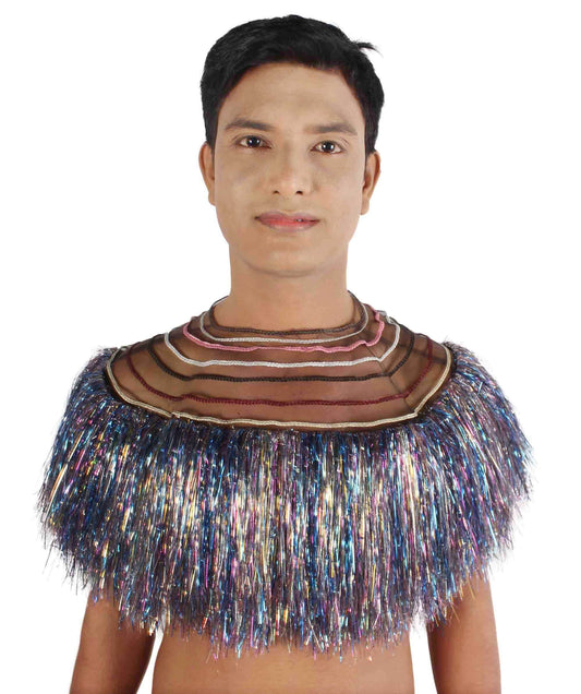  Unisex Rainbow Tinsel Dress Less Pharaoh Collar Costume Piece